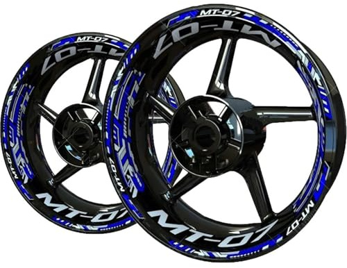 SHYYBD Adesivi Ruota Adesivi per Cerchi Moto Decalcomanie per Cerchi Pneumatici per Y&amaha MT07 MT 07 MT-07 Nastro Riflettente A Strisce Decorazione Modificata Adesivi Ruote per Cerchioni(Colore 1)
