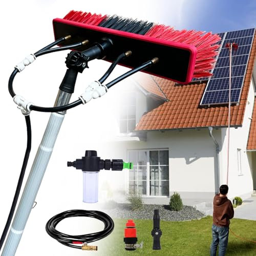 YFSMBD Teleskop Waschbürste 7.3m - Waschbürste mit Teleskopstiel - Terrassendach Reiniger - Teleskopstange Fensterreinigung - Photovoltaik Waschbürste - Wintergarten Reinigungsset, 35cm Bürste