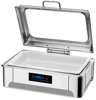 Dinner Stove, 9L Stainless Steel Chafing Dish Buffet Set with Tempered Glass, Electric Hot Plate Heating, Rectangular,A-56.5 * 40 * 19.5 cm