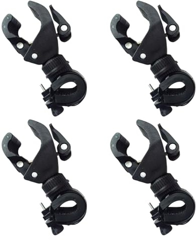 4 Stück Krückenhalter, 90/360 Grad drehbar, Gehstockhalter, Fahrrad-Halter, Rollstuhl-Stöckenhalter für Fahrräder