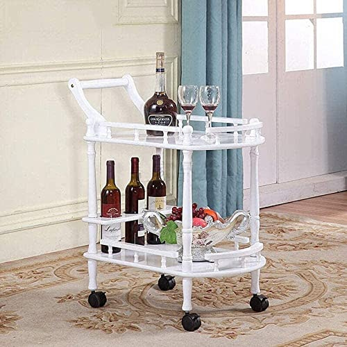 EHVYBDX Trolley Wooden Hotel Service Cart with Double Layer Shelves for Kitchen Bar Dining Living Room and Bathroom Premium Hotel Serving Trolley