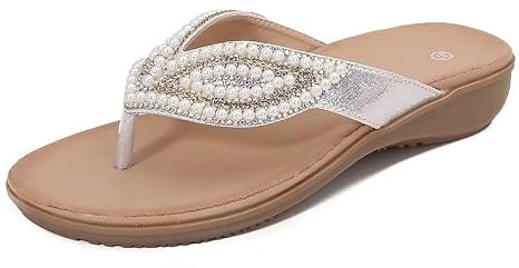 Kvinnor Sandaler Sommar Bohemisk Strass Med Kilklack Fritid Strand Flip Flops