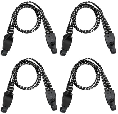 4 Piezas Pulpos Elasticos con Gancho, Pulpos Equipaje Moto 10mm, Cuerda Elástica con Gancho para la Manipulación de Mercancías