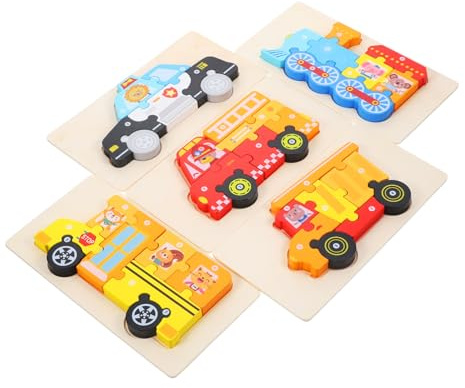 TOYANDONA 5sätze Holz Puzzle Spielzeug Für Junge Mädchen Bunte Holzbausteine Mit Glatten Kanten Pädagogisches Lernspielzeug Motorik Farben Formerkennung Für Kleinkinder Ab Jahren