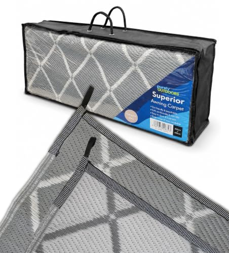 Purely Outdoors Superior Awning Carpet - Eco-Friendly, Padded, Breathable, Non-Slip, Reversible Groundsheet Mat for Caravan Awnings, Tent, Motorhome, Beach, Picnic, Decking (Hampton Grey, 250 x 400cm)