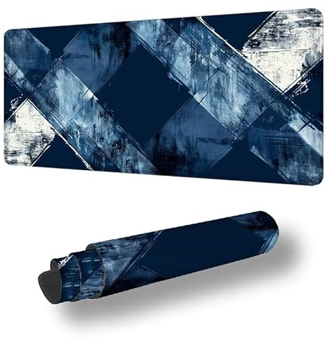 Tapis de Souris XXL 900 x 500 mm Grand Tapis de Souris Gamer BleuSous Main Bureau Bords Cousus Imperméable Antidérapant pour PC, Ordinateur Portable Améliore la Précision et Vitesse, Abstrait S-11708