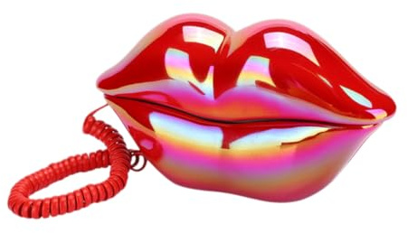 DEARMAMY Téléphone Filaire à Lèvres Rouges Décoratif et Léger en Abs, Ornement Créatif pour Décoration de Maison et Accessoires de Bureau Stylés