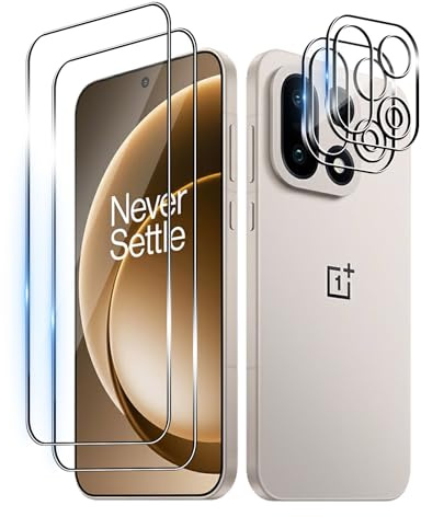 Bihizei Härdat glas för OnePlus 15, 2 stycken skärmskydd och 2 stycken bakkamera skärmskydd 9H hårdhet anti-repor, HD
