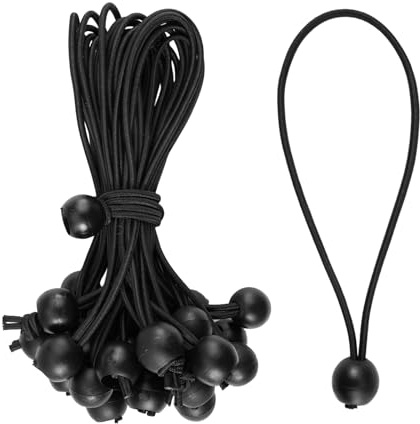 30 Stück Spanngummis mit Kugel 20 cm, für Planen Zelt, Banner (Schwarz)