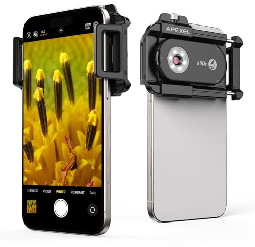 APEXEL 300X Phone Microscope Lens, Phone Camera Micro Lens with Universal Clip/LED Light/CPL, Mini Pocket Microscope, Phone Lens Attachment Fit for iPhone 17/16/15/14/13, Samsung, and Most Smartphone