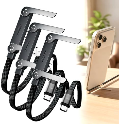 240W Fast Charging Cable with Built-in Phone Stand, 2-In-1 Charger Cable with Invisible Holder, 1.5m 90 Degree Type C Connector