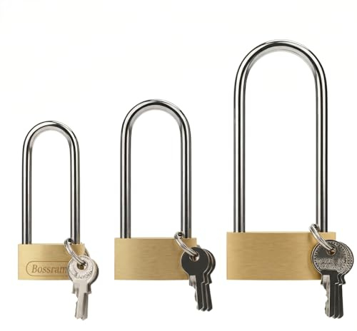 3 Pcs Long Padlocks with Keys Outdoor, Shed Padlock with Keys30mm/40mm/50mm | Long Shackle Heavy Duty Outdoor Padlocks, High Security Padlock for Garden Shed, Warehouse, Garage, Gate, locker, toolbox