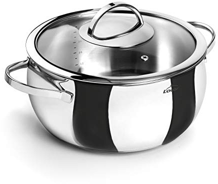 Lacor - Cacerola con tapa Belly [ Nuevo diseño ], Acero Inoxidable 18/10 | En acero inox 18/10, para guisos y cocciones uniformes; con 50 L de capacidad, versátil para tus preparaciones del día a día