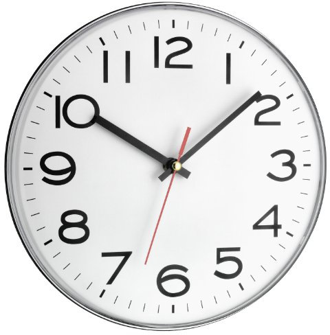 TFA Dostmann Analoge Wanduhr, 60.3017, Quarzuhr mit großen Ziffern, Küchenuhr, modern, tickend, weiß, 28cm