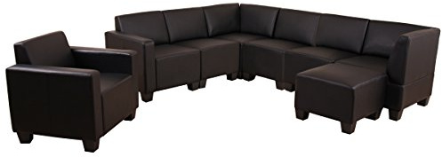 Mendler Modular Sofa-System Couch-Garnitur Lyon 6-1-1, Kunstleder - schwarz