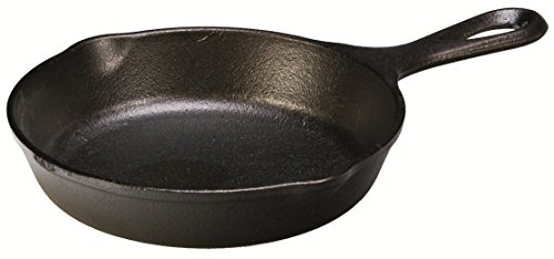 Lodge H3SK 16.51 cm / 6.5 inch Pre-Seasoned Heat-Treated Cast Iron Round Skillet/Frying Pan, Inoxidable, Black