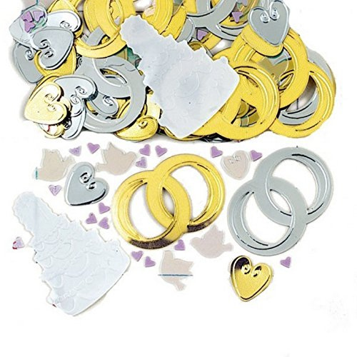 Gold Wedding Rings and Silver Hearts Metallic Confetti - 14g - 1 Pack