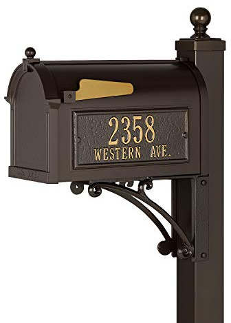 Whitehall Products Deluxe Mailbox Package, Aluminum, French Bronze - Includes Side plaques (Order Form Will be with delivery)
