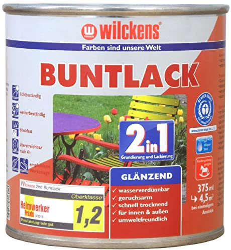 Wilckens 2in1 Acryl Buntlack für Innen und Außen, glänzend, 375 ml, RAL 6005 Moosgrün