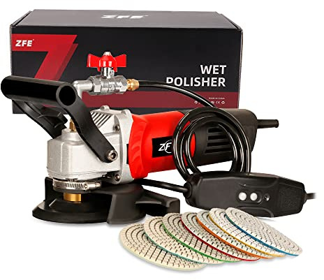 ZFE 800W/110V Variable Speed 4'' Wet Polisher / Grinder & Granite Diamond Polishing Pads Concrete Polisher Stone Polisher for Granite/Marble/Concrete/Stones