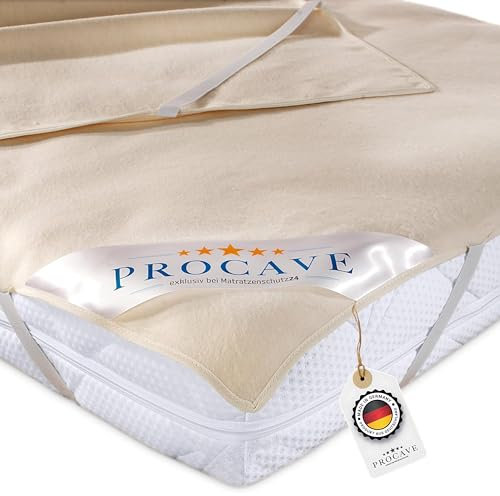 PROCAVE Matratzen-Auflage aus 100% Baumwolle, Natur-Matratzenschoner atmungsaktiv, hochwertige Moltonauflage als Matratzenschutz, Premium Qualität Made in Germany 180x220 cm