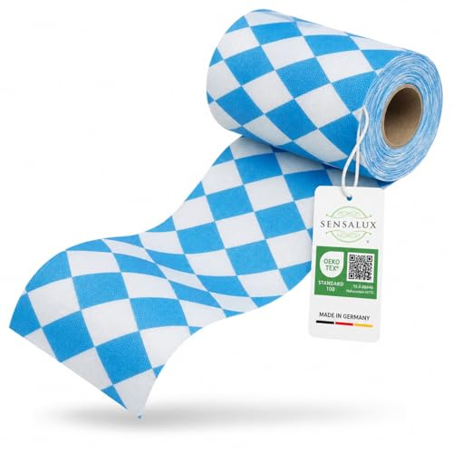 Sensalux Tischläufer Vlies 15 cm x 25 m Bayern-Raute, abwaschbar | wasserabweisend, stoffähnliches Tischband, OEKO-TEX, Party Hochzeit Catering Event