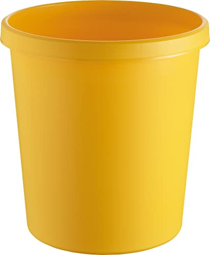 helit H6106118 - Papierkorb „the german“ 30 Liter, gelb, mit umlaufendem Griffrand, aus Kunststoff, 1 Stück | Aus Kunststoff mit umlaufendem Griffrand für komfortables Tragen