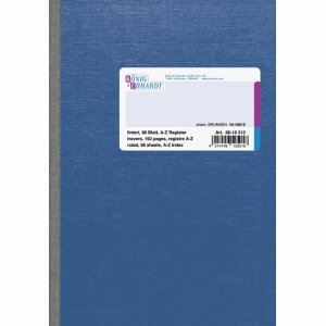 K+E Kladde A5 liniert 96 Blatt Register A-Z Spezialpappe blau