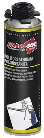 Ambro-Sol - P302 Pulitore Schiuma Poliuretanica, Rimuove Residui di Schiuma Poliuretanica da Attrezzaturee da Indumenti, Bomboletta Spray in Banda Stagnata 100% Riciclabile all'Infinito da 500 ml