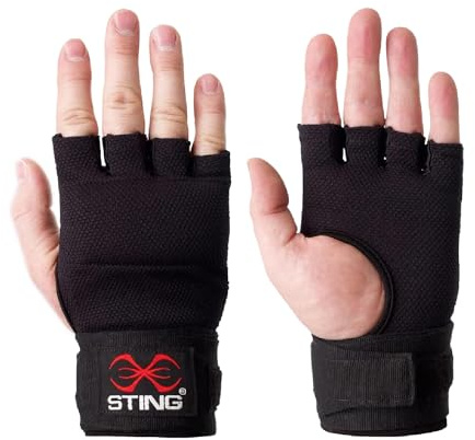 STING Quick Boxbandagen, Größe M – Alternative zur Wickel-Bandage, Handbandagen aus Kompressionsmaterial für Stabilität und Sicherheit, mit Klettverschluss, Schwarz