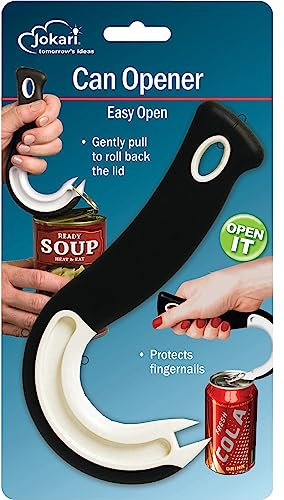 Jokari 06040 Easy-Open Ring Pull Can Jar Opener - Black & White One Size - for Arthritis Sufferers