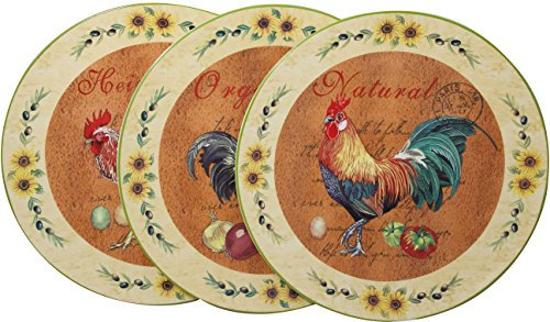 Biscottini Piatti Decorativi da Parete 40x40x4 cm | Piatti da Appendere Decorativi Ceramica | Piatto Decorativo centrotavola Set da 3