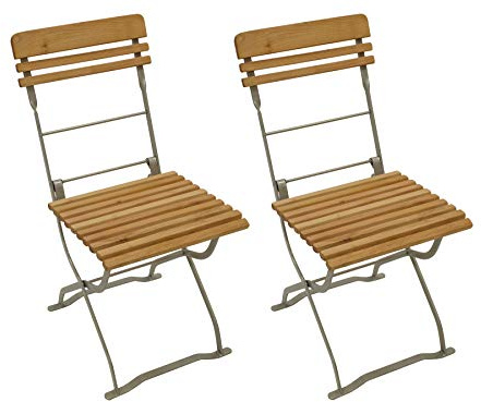 DEGAMO Klappstuhl Biergartenstuhl MÜNCHEN, Stahl blank verzinkt und transparent pulverbeschichtet, Holz Robinie (2-er Set), wetterfest, Outdoor