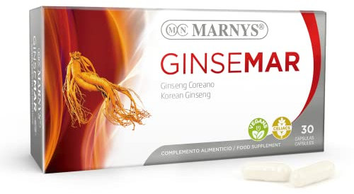 Marnys Ginsemar, Con Ginseng Coreano, Rendimiento Mental y Físico, Disminuye el cansancio y fatiga, Para situaciones de estrés, 30 Cápsulas