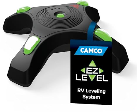 Camco EZ-Wasserwaage für Camper/Wohnmobil, mit beleuchteten Kontrollleuchten und automatischer Abschaltfunktion, wenn Nicht in Gebrauch, inkl. vorinstalliertem An-/Ausschalter (25505)