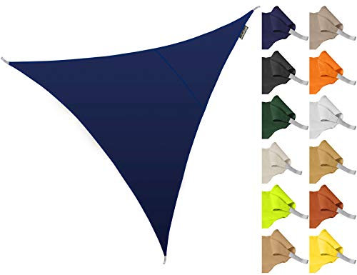 Kookaburra 3m Triangle Water Resistant Garden Patio Sun Shade Sail Canopy 96.5% UV Block with Free Rope (Blue)