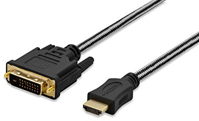 Ednet HDMI Adapter Cable, Type A - DVI(24+1) M/M, 5.0m, Full HD, Cotton, Gold, Negro