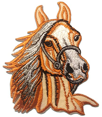 Catch the Patch Pferd Hengst Aufnäher zum Aufbügeln 7,3 x 9 cm Bügelbild für Kinder Mädchen mit Lieblingstier Wild, Bügelpatch Patches Bügelflicken