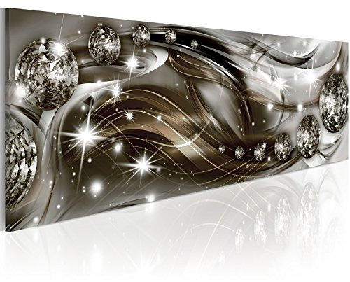 B&D XXL - Tableau décoratif abstrait 120x40 cm - Impression sur toile colorée - Décoration murale pour salon et chambre - Gris - Abstraction lueur vagues figures géométriques moderne a-A-0185-b-d