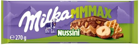 Milka MMMAX Nussini – Alpenmilch-Schokolade mit feiner Haselnusscreme, Nüssen und knuspriger Waffel – 270 g