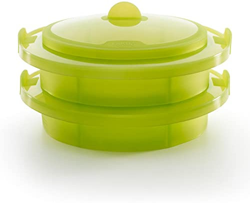 Lékué Vaporera silicona platino 2 niveles, Verde, 22 cm
