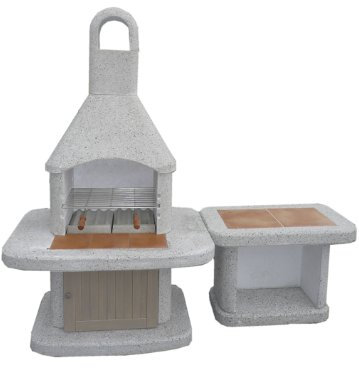 Siesta Grillkamin inkl. Beistelltisch + Holztür/Wellfire