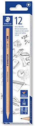 Staedtler Natur Bleistifte, Holz aus PEFC zertifizierten, nachhaltig bewirtschafteten Wäldern, Härtegrad HB, 12 Bleistifte in Kartonverpackung, 123 60-2