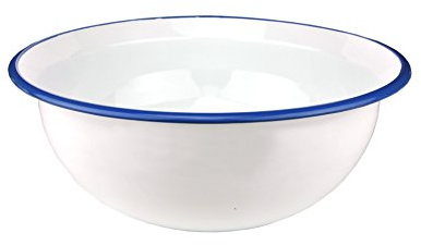 Münder Email - Schale, Schüssel - Emaille - Weiß-Blau - D 36 cm