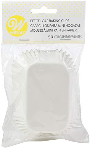 Wilton Mini Loaf Baking Liner Cups White 50 Count Bread Muffins Cake (2-Pack)