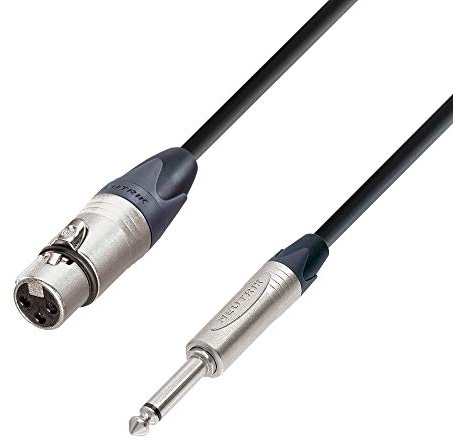 Adam Hall Cables 5 STAR MFP 0300 - Mikrofonkabel, Neutrik 3-Pol XLR female auf 6,3mm Klinkenstecker mono, schwarz, 3m