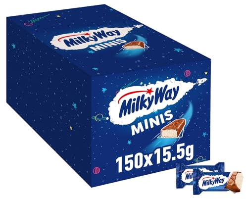 Milky Way Minis Schokoriegel, Schokolade, Milchcreme, 150 x 15,5 g | Lockere Milchcreme unter zarter Milchschokolade, leichter Genuss, perfekt für Kaffeepause, Feierabend und für zwischendurch