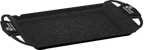 Pradel Excellence - Planche 48 x 28 x 4,7 cm - Fonte d'Aluminium - Revêtement Anti-Adhésif Façon Pierre - Manche Amovible Ergonomique - Compatible Tous Feux dont Induction et Four jusqu'à 180°C