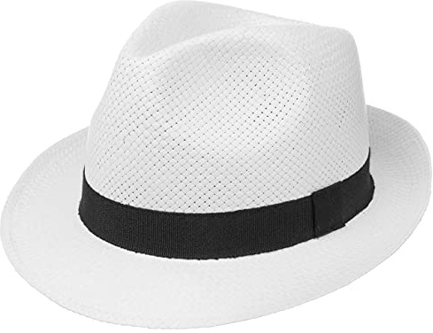 LIPODO Sombrero White City Trilby Mujer/Hombre - Made in Italy de Verano Paja con Banda Grosgrain Primavera/Verano - XL (60-61 cm) Blanco