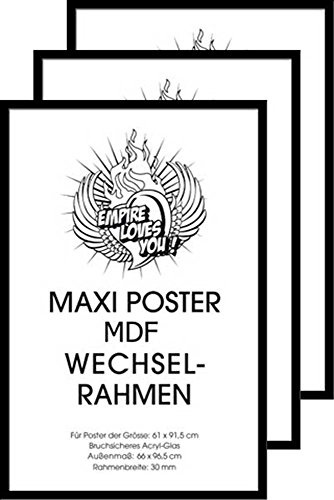 empireposter Rahmen Maxi 61x91,5 cm - Wechselrahmen - 3er-Set Profil: 3 cm MDF schwarz